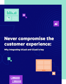 Photo of several pages featuring insights and stats enhance your customer experience with UCaaS and CCaaS together.